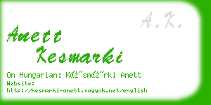 anett kesmarki business card